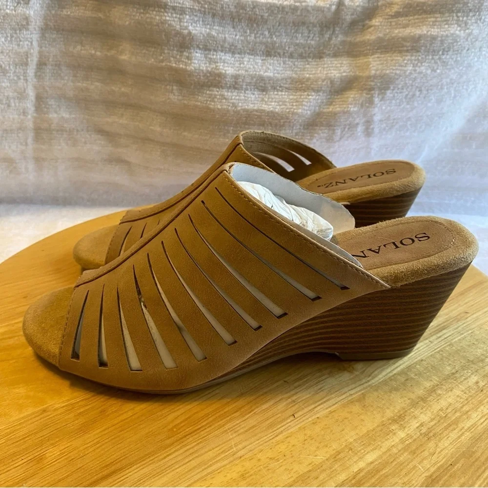 Solanz Shoes Women’s Size 6 Heels Open Toe Slip On‎